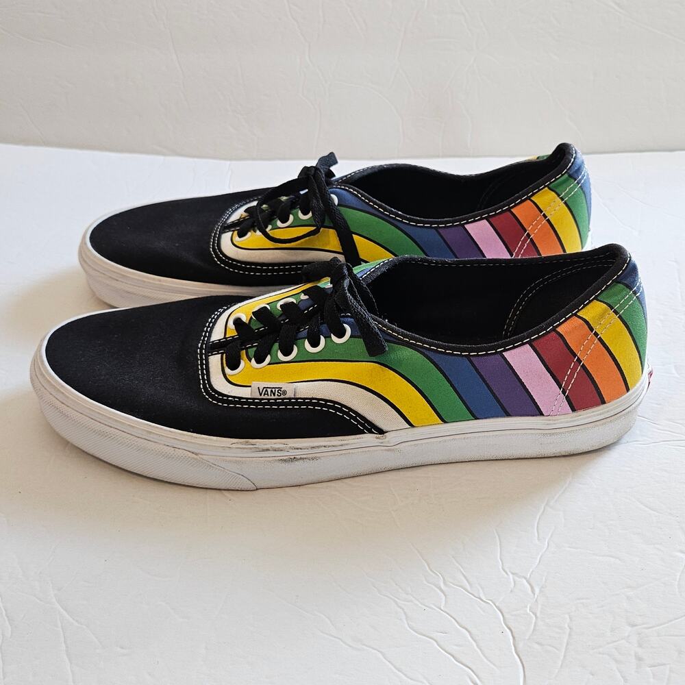 Vans Authentic Rainbow Refract Black Multi Skateboard Skate Shoes Men's‎ 12 - Picture 4 of 8